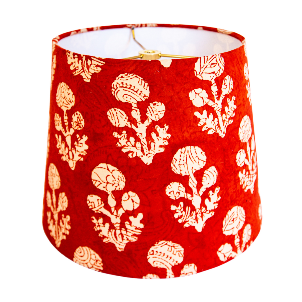 Red & White Blockprint Empire Lamp Shade - The Well Appointed House