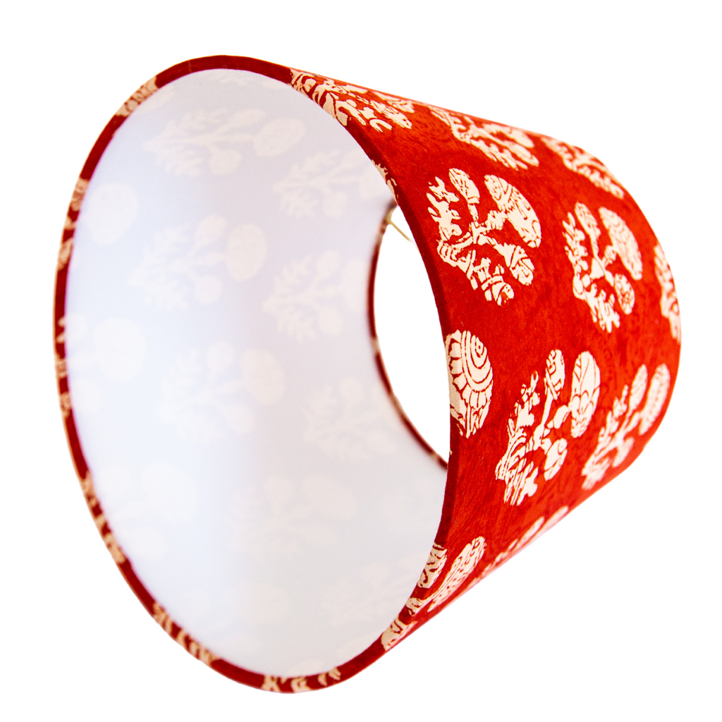 Red & White Blockprint Empire Lamp Shade - The Well Appointed House