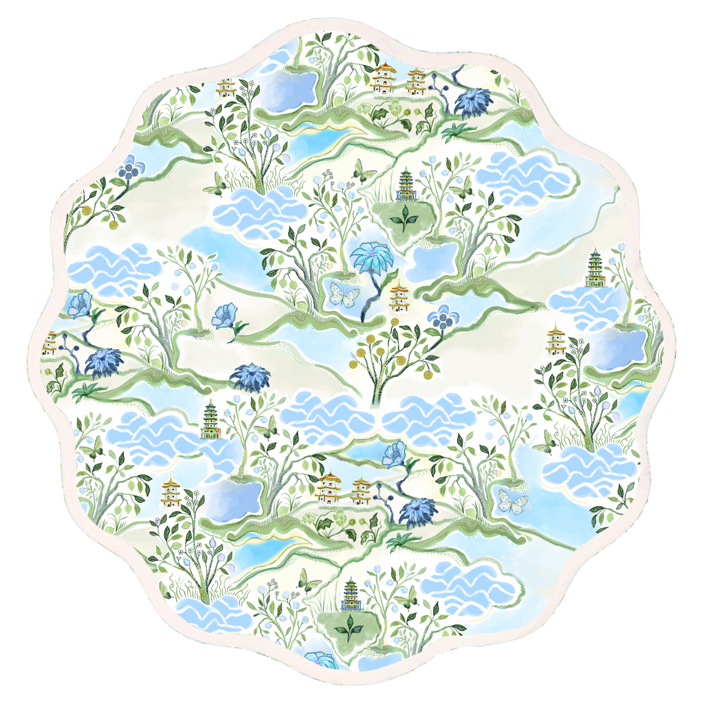 Round Scalloped Placemat, Blue Pagoda - The Well Appointed House