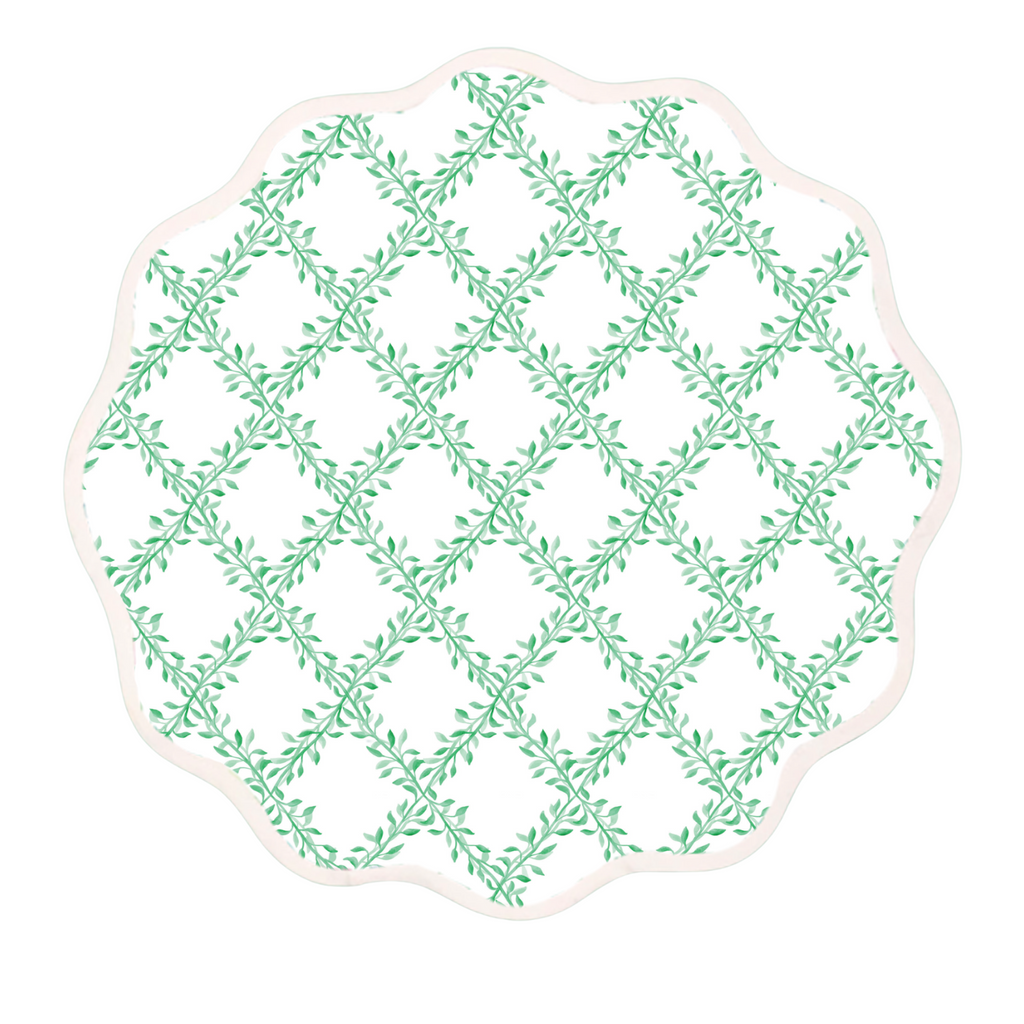 Round Scalloped Placemat, English Ivy - The Well Appointed House