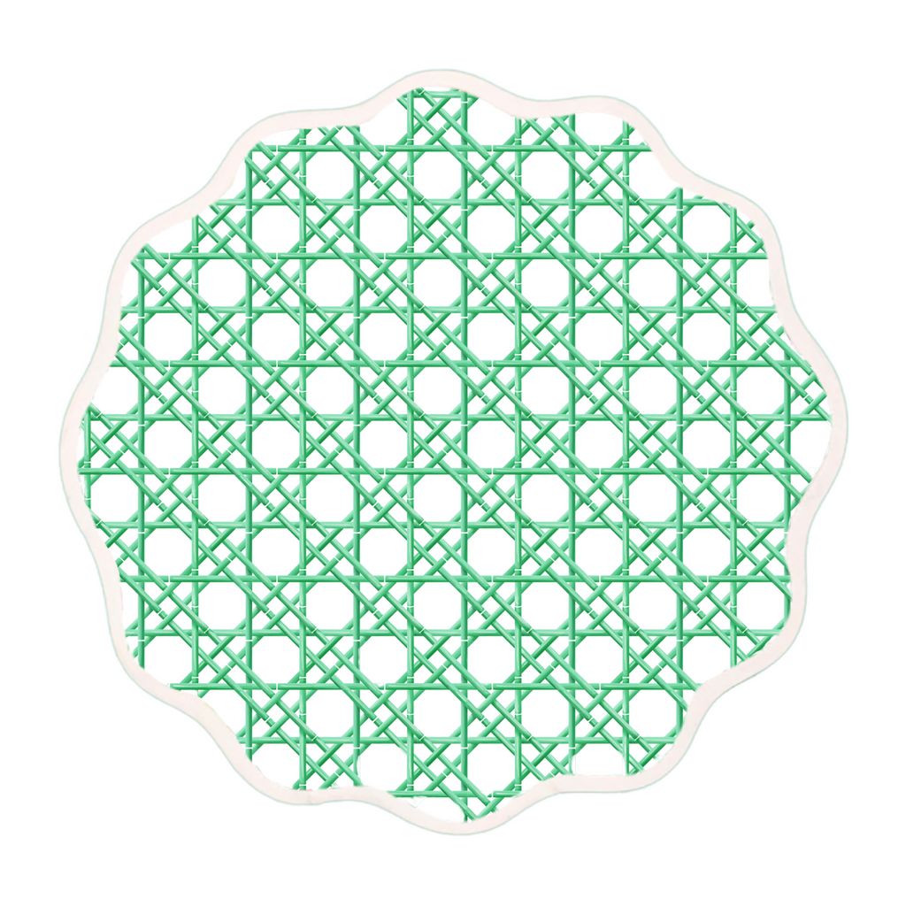 Round Scalloped Placemat, Green Cane - The Well Appointed House