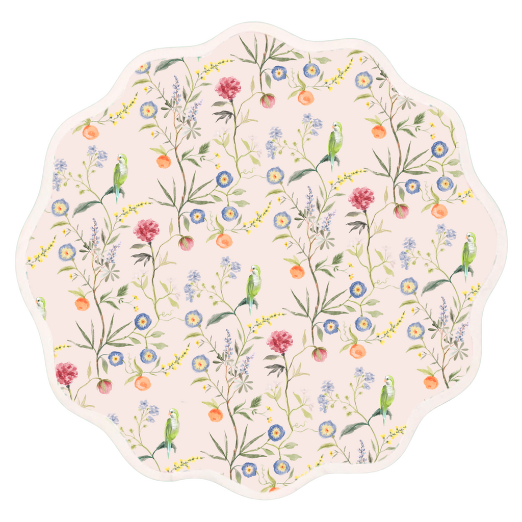 Round Scalloped Placemat, Jardin de Fleurs - Peony - The Well Appointed House