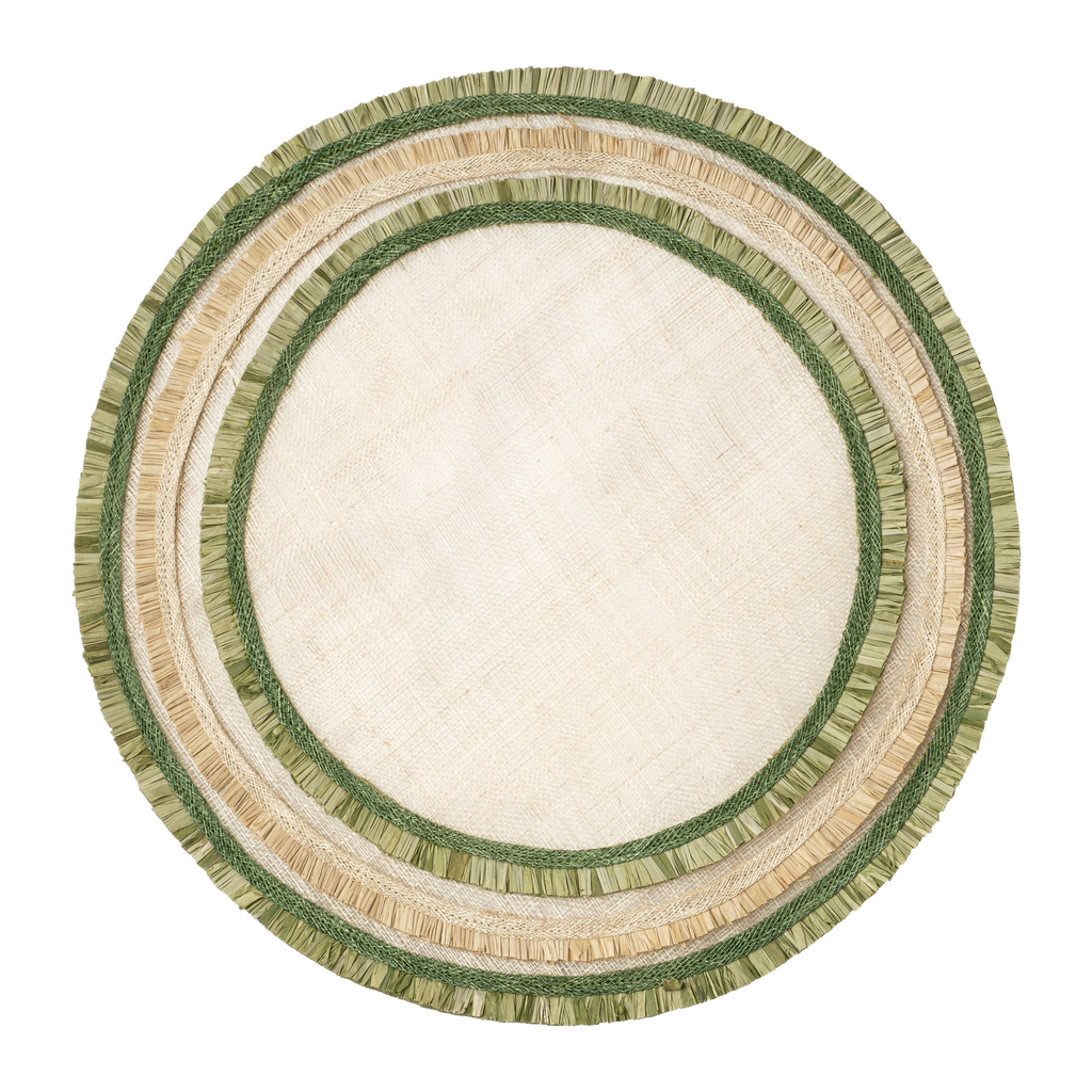 Ruffle Edge Straw Placemats, Green, Set of Four - The Well Appointed House