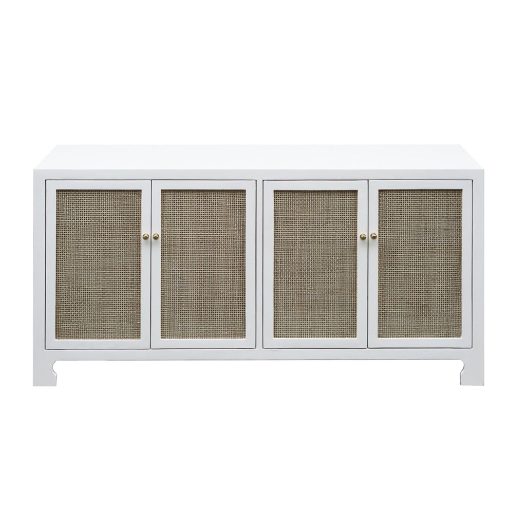 Sofia White Four Door Cane Cabinet - Sideboards & Consoles - The Well Appointed House