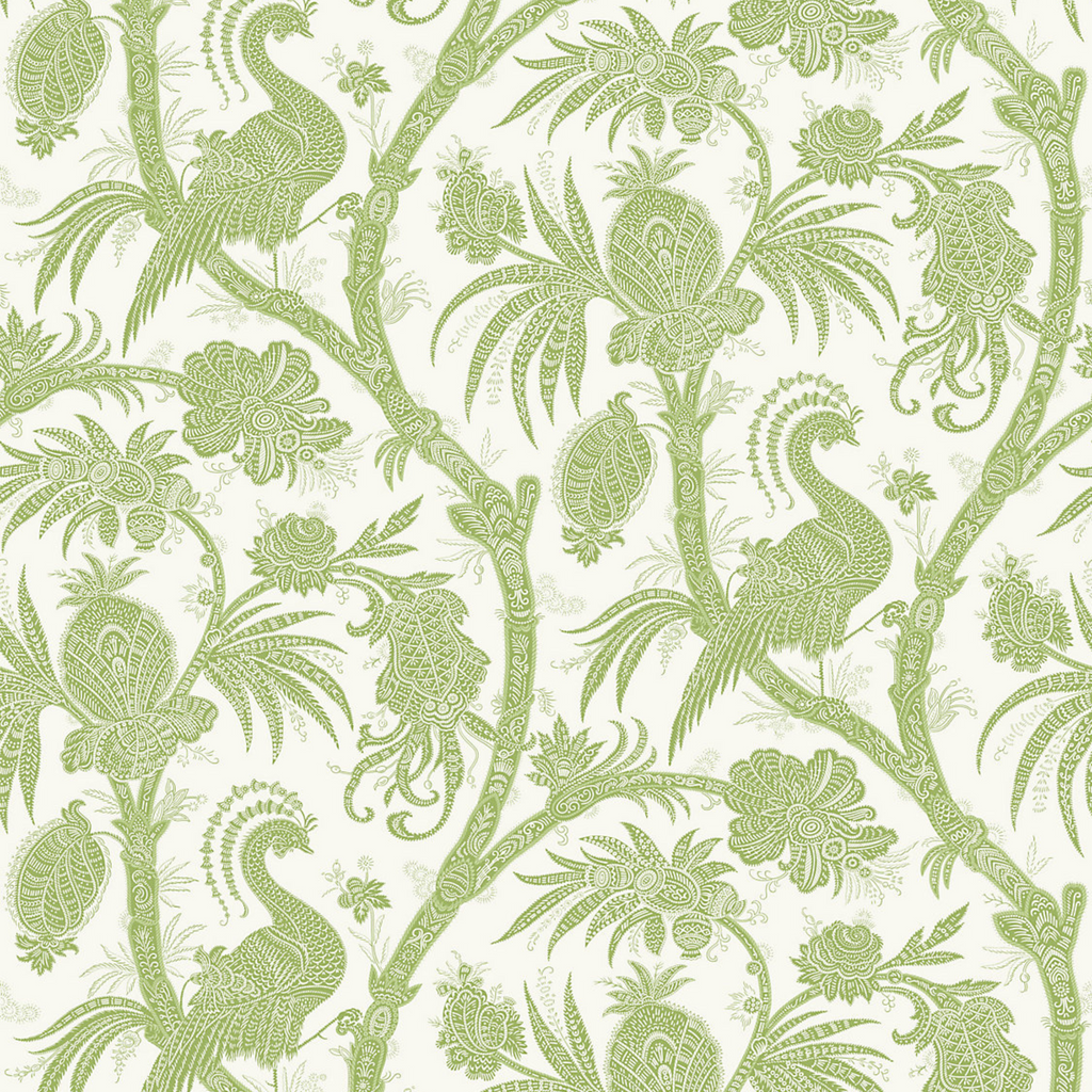 Balinese Peacock Wallcovering in Pear Green - The Well Appointed House