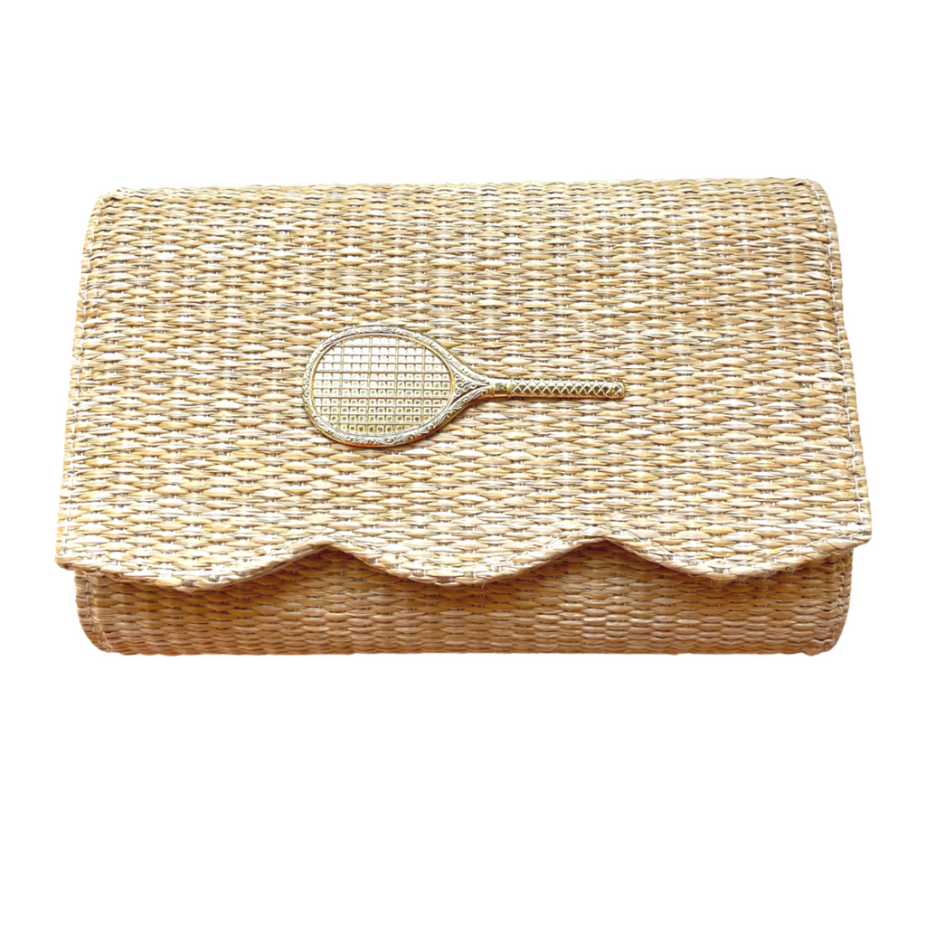 Scalloped Ruby Straw Clutch - The Well Appointed House