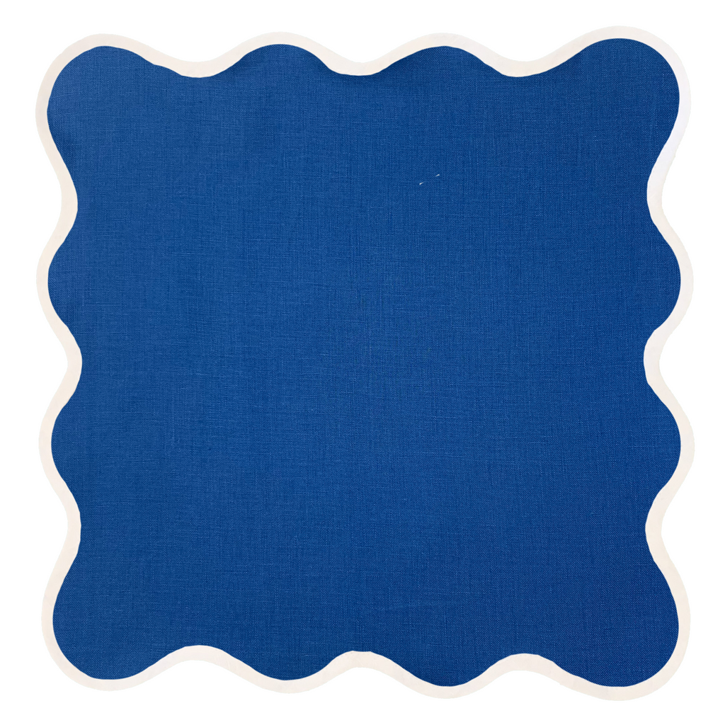 Scalloped Square Table Linen, French Blue - The Well Appointed House