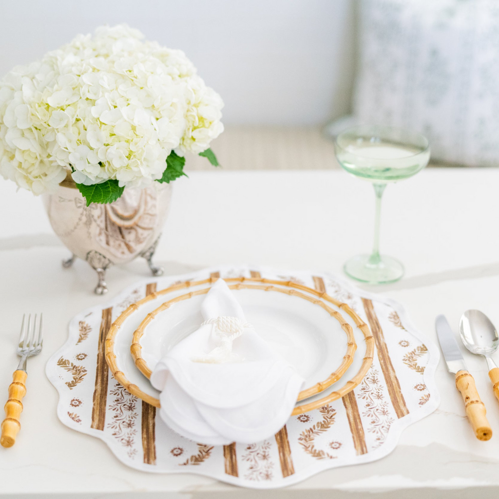 Scalloped Square Table Linen, Lily White - The Well Appointed House