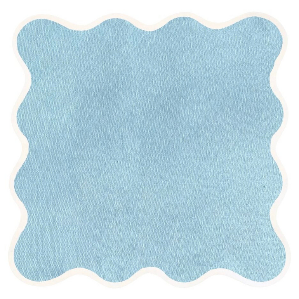 Scalloped Square Table Linen, Sky Blue - The Well Appointed House