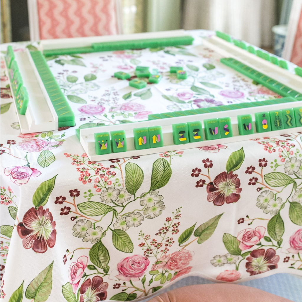 Scalloped Square Table Topper - Floral Chintz - The Well Appointed House