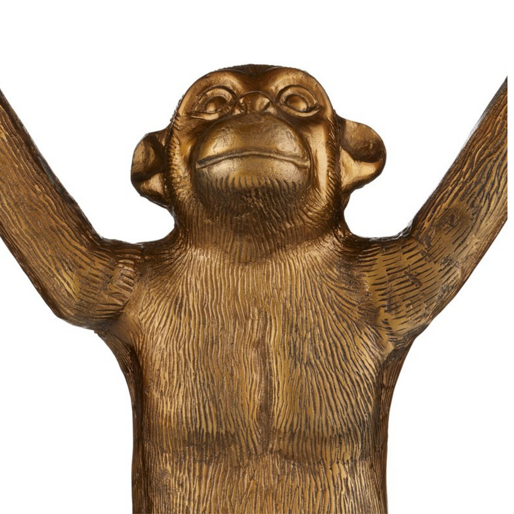 Seated Ape Planter In Antique Gold - The Well Appointed House 