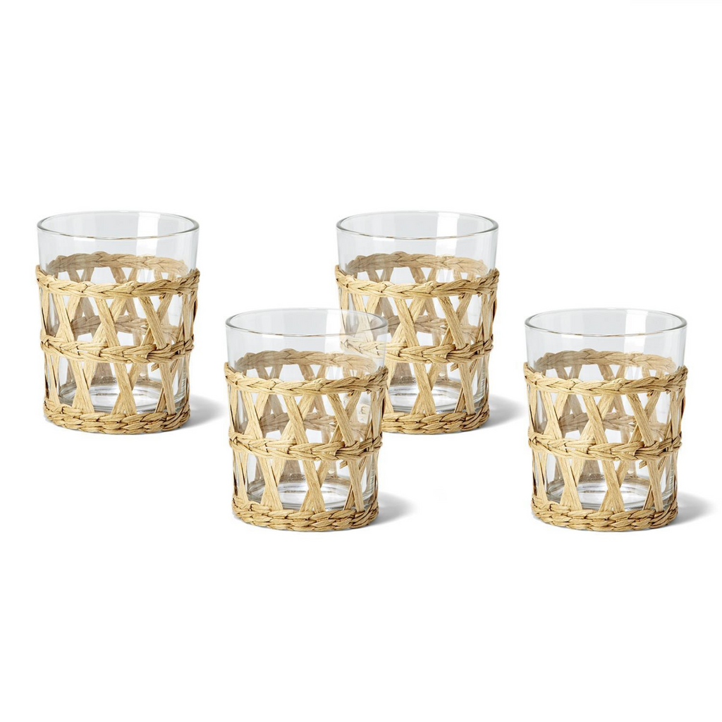 Set of 24 Island Chic Hand-Woven Lattice Drinking Glasses - Drinkware - The Well Appointed House