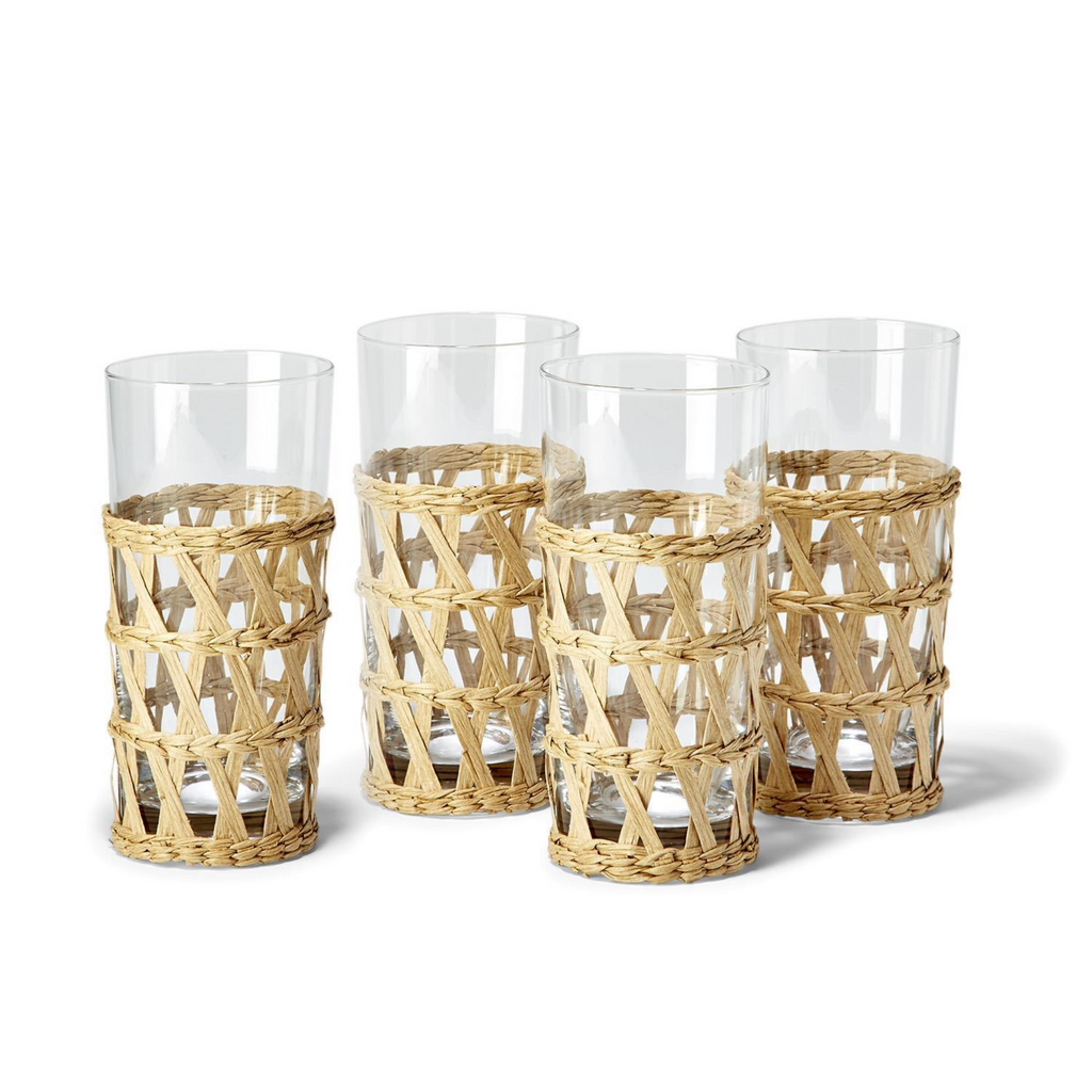Set of 24 Island Chic Hand-Woven Lattice Drinking Glasses - Drinkware - The Well Appointed House