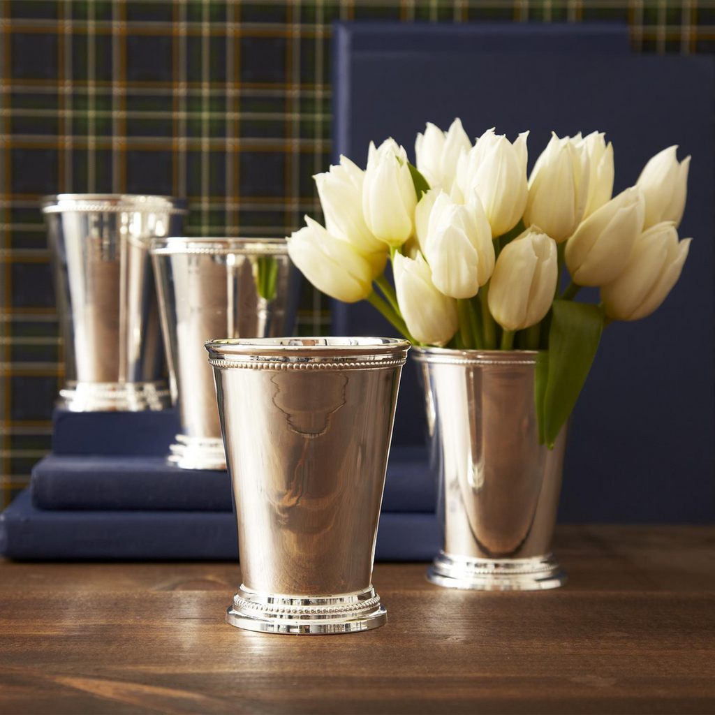 Set of 4 Lacquered Silver-Plated Brass Mint Julep Vases - Vases & Jars - The Well Appointed House
