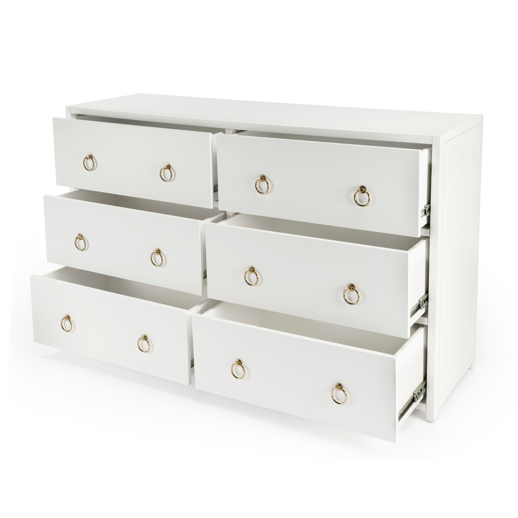Six Drawer Dresser in White - The Well Appointed House