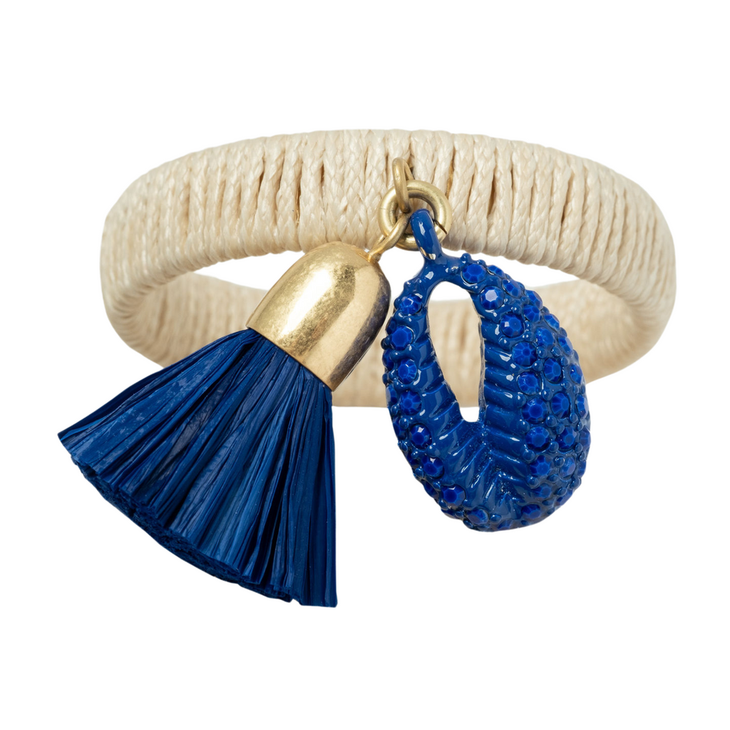 Skinny Puka Shell Napkin Rings, Blue, Set of Four - The Well Appointed House