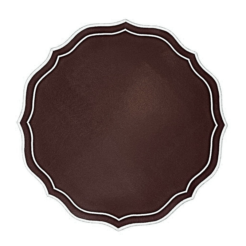 Sloane Placemat in Faux Leather in Dark Woodland Brown, Set of 2 - The Well Appointed House