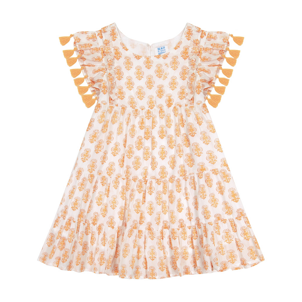 Sophie Girl's Tassel Dress in Talelayo Gold - The Well Appointed House