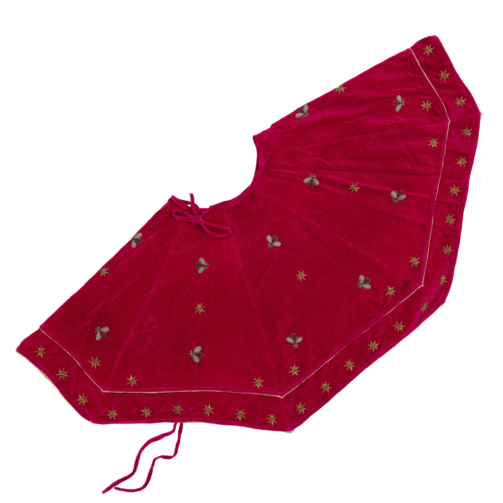 Sparkle Bee Tree Skirt, Berry Pink - The Well Appointed House
