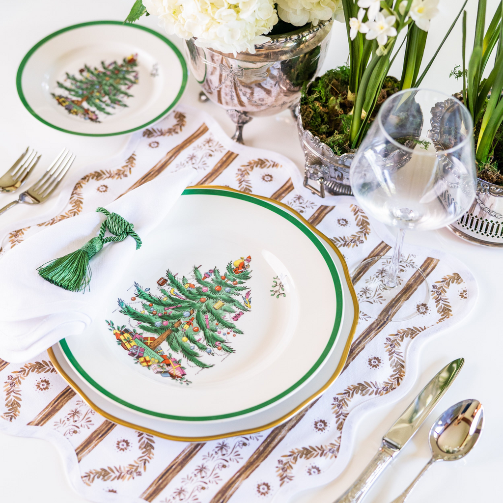 Square Scalloped Placemat, Boxwood Garden - Espresso - The Well Appointed House