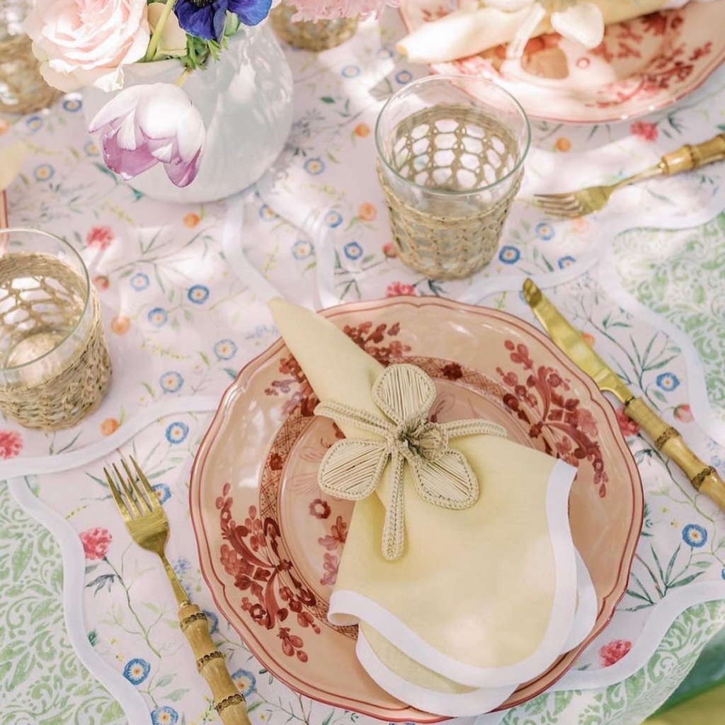 Square Scalloped Placemat, Jardin de Fleurs - Peony - The Well Appointed House