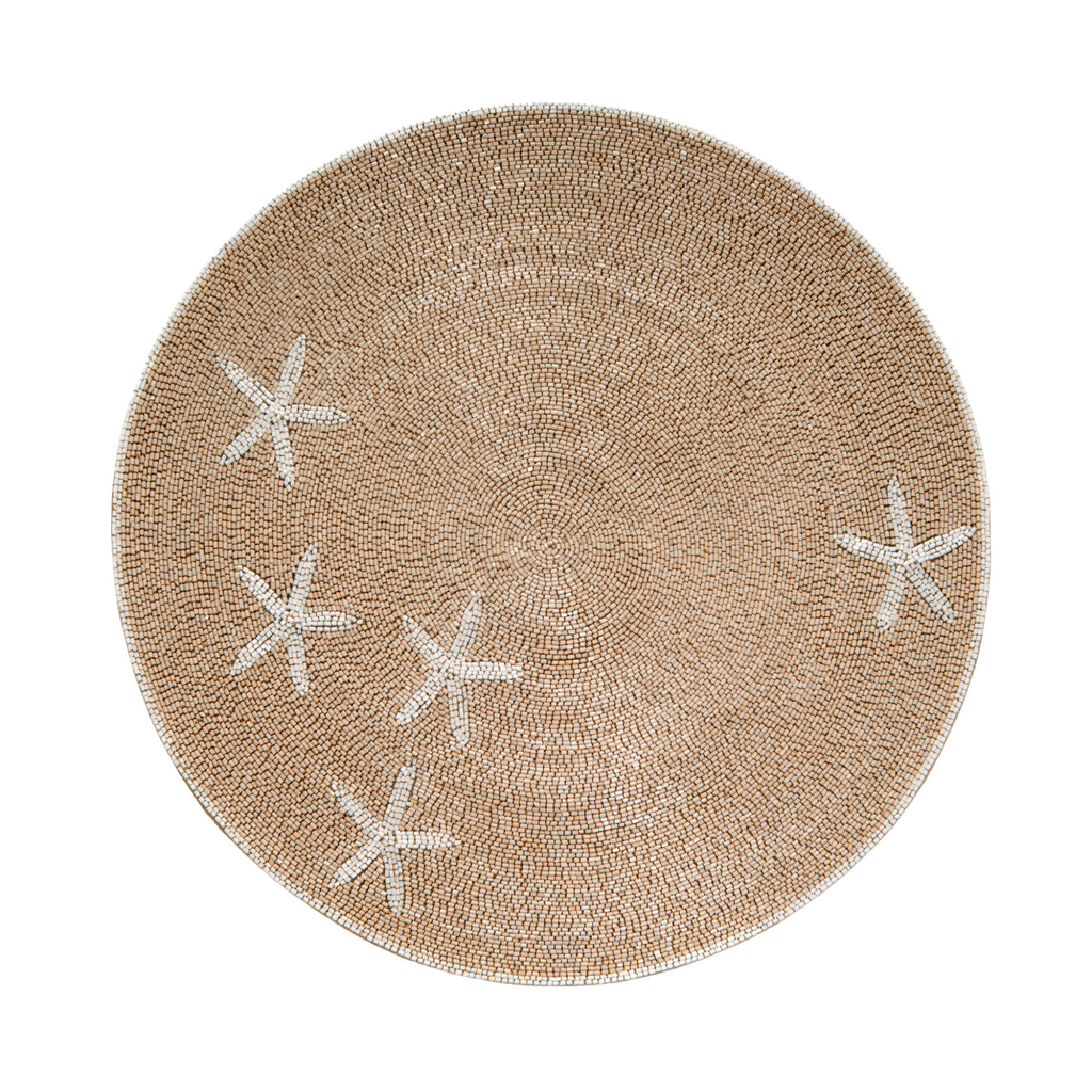 Starfish Hand Beaded Placemat, Taupe - The Well Appointed House