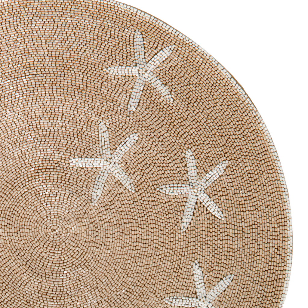 Starfish Hand Beaded Placemat, Taupe - The Well Appointed House
