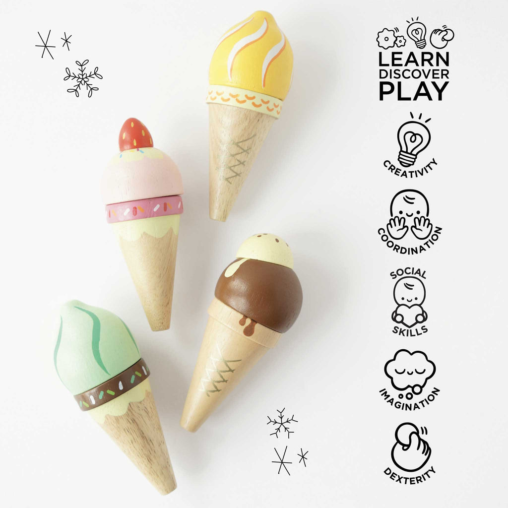 Wooden Ice Cream Cones Set - The Well Appointed House