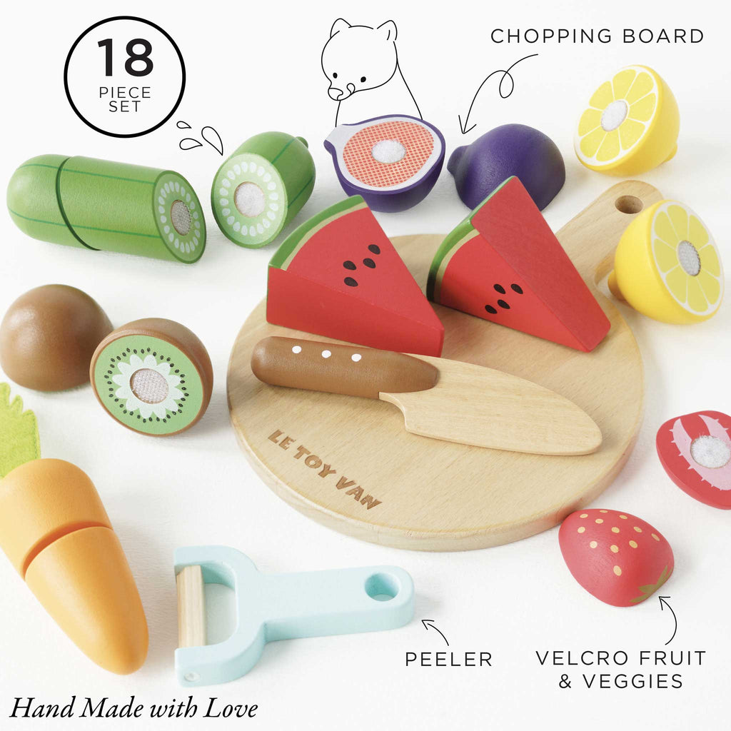 Wooden Chopping Board & Sliceable Play Food - The Well Appointed House