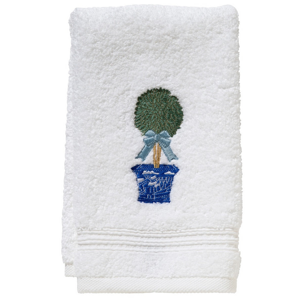Terry Guest Towel With Embroidered Boxwood Topiary - The Well Appointed House