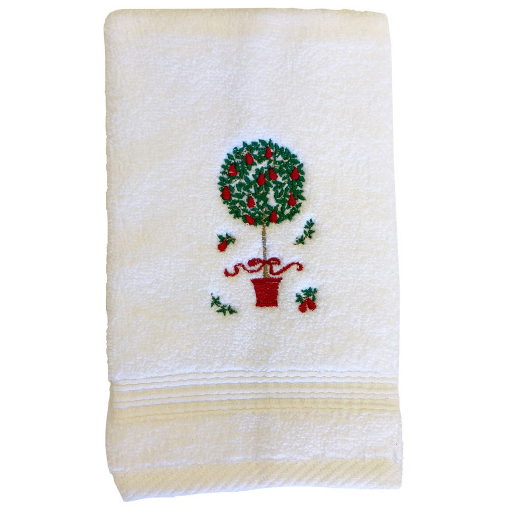 Terry Guest Towel With Embroidered Pear Topiary Tree - The Well Appointed House