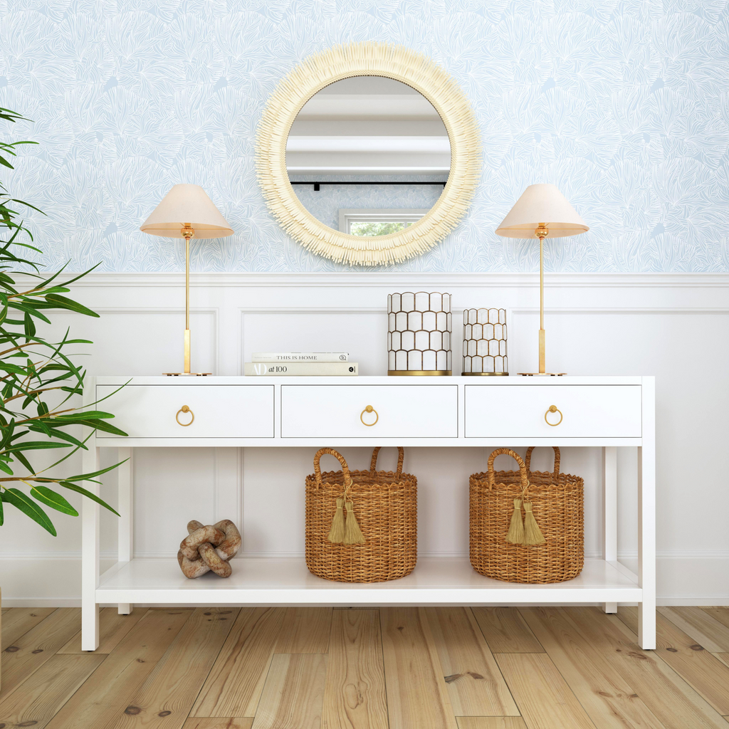 Three Drawer 65" Console Table in White - The Well Appointed House