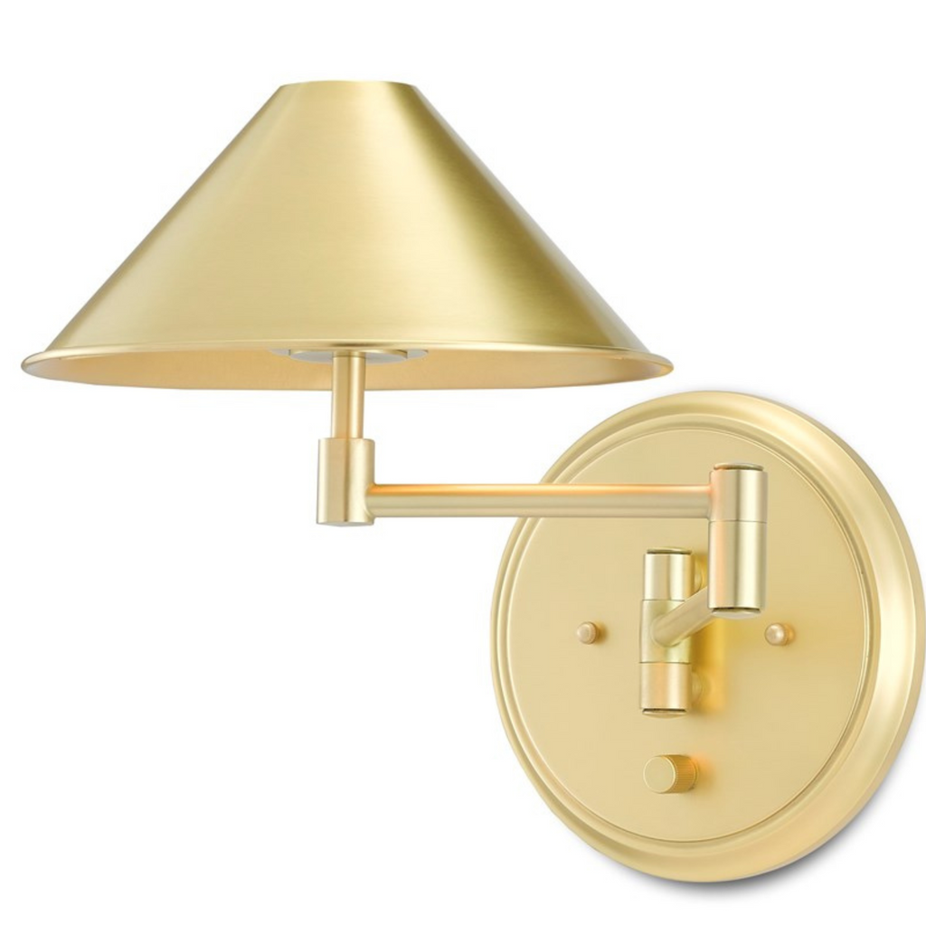 Traditional Swing-Arm Wall Light in Brushed Brass - The Well Appointed House