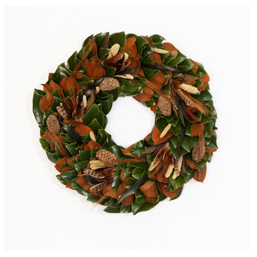 Turkey Pheasant Magnolia Wreath- The Well Appointed House