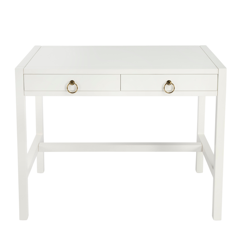 Two Drawer Writing Desk in White - The Well Appointed House