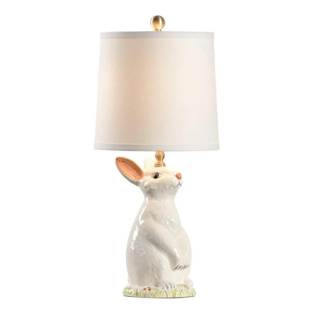 Hand Painted Ceramic Baby Bunny Lamp with Shade - Little Loves Lighting - The Well Appointed House