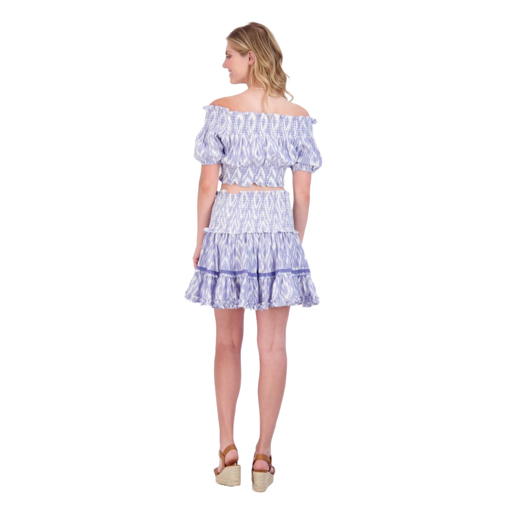 Amelie Women's Crop Top And Skirt Set Blue Ikat - the well appointed house