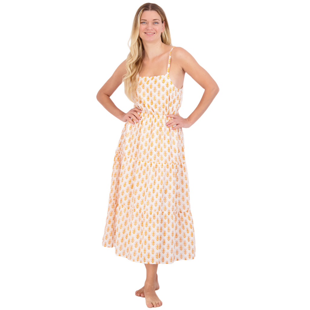 Emilie Women's Maxi Strappy Sundress Talelayo Gold - The Well Appointed House