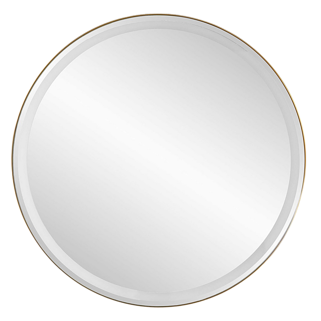 Crofton Lighted Round Mirror in Brass - The Well Appointed House