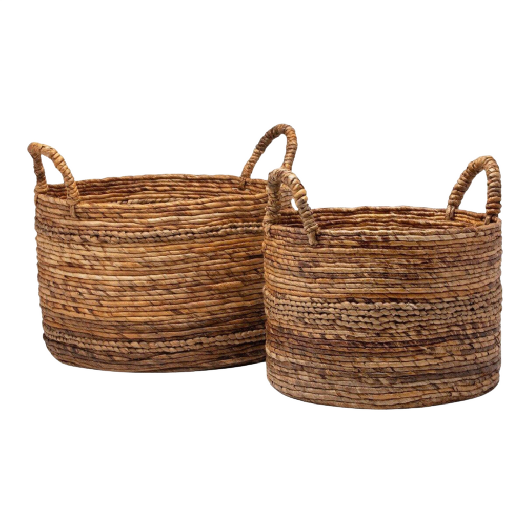 Nesting Baskets in Woven Banana Bark with Handles, Set of 2 - Well Appointed House