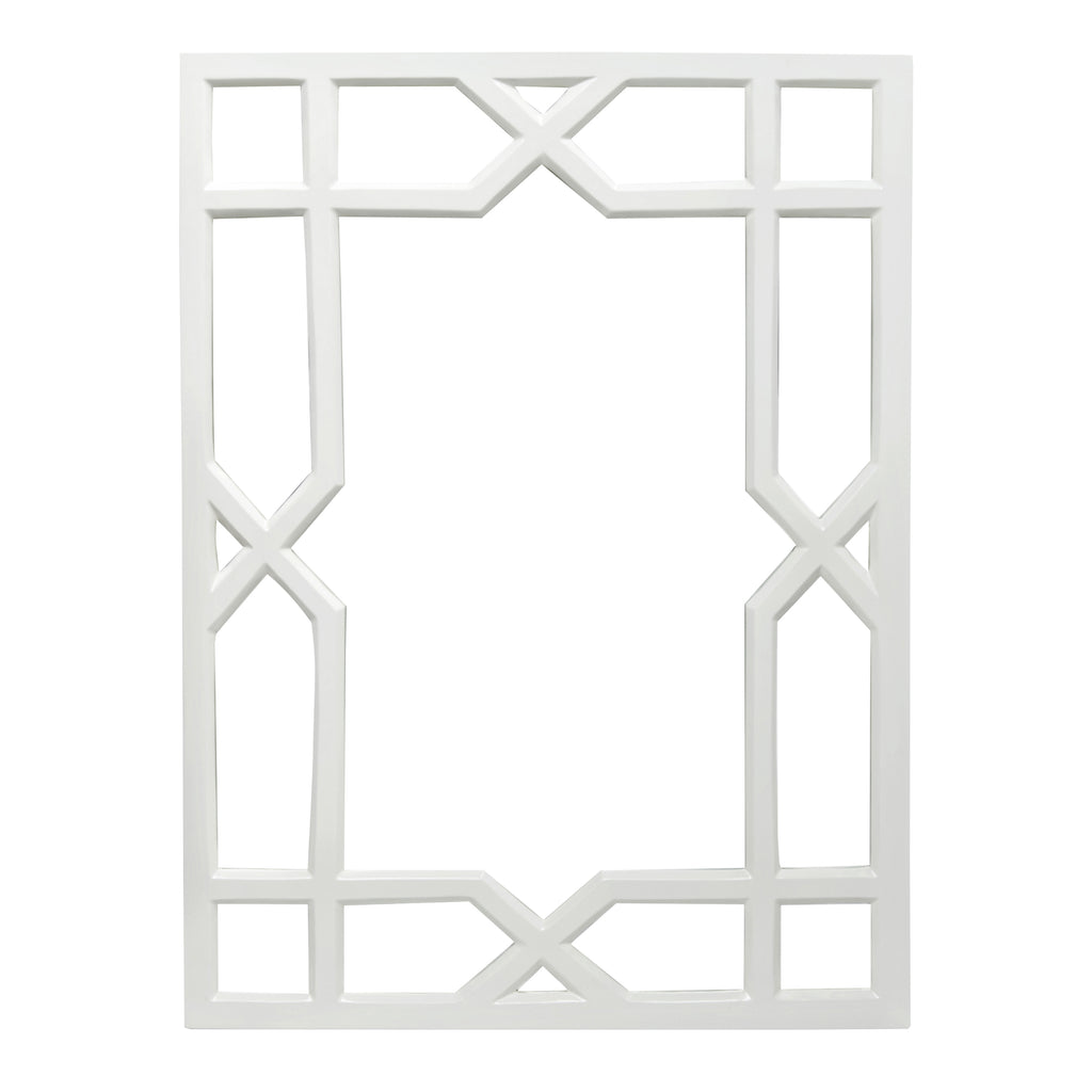 Vero White Lacquered Trellis Mirror - Wall Mirrors - The Well Appointed House