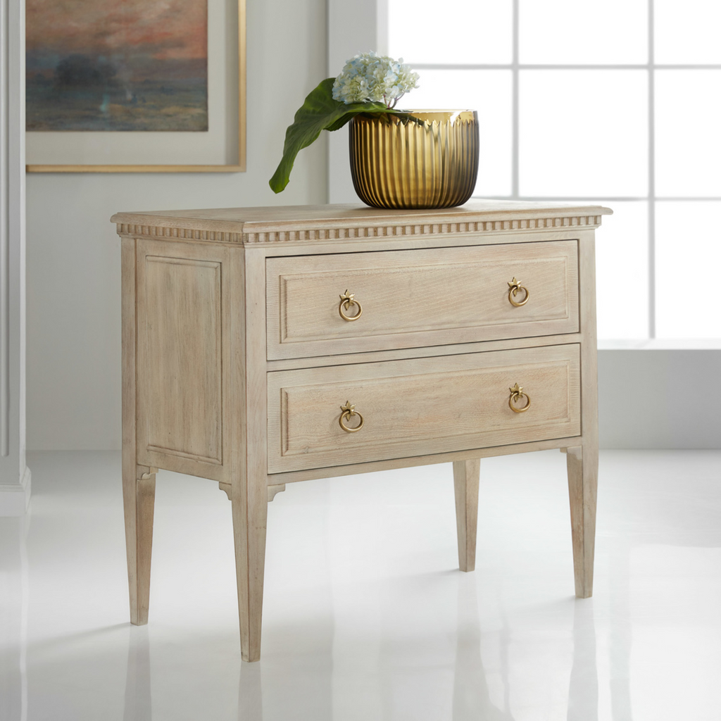 Modern History Two Drawer Weathered Oak Commode - The Well Appointed House