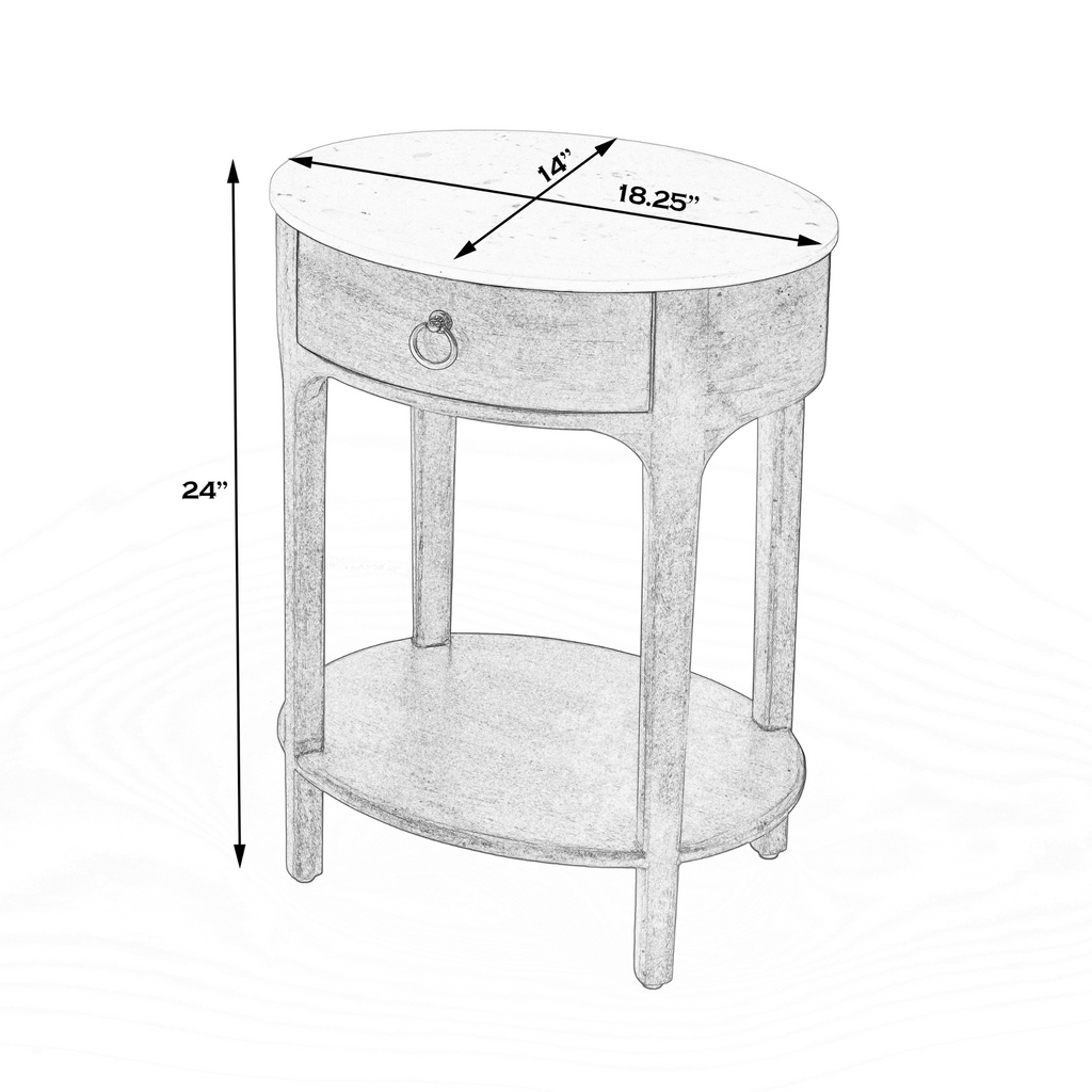 White Marble Topped One Drawer Nightstand - The Well Appointed House