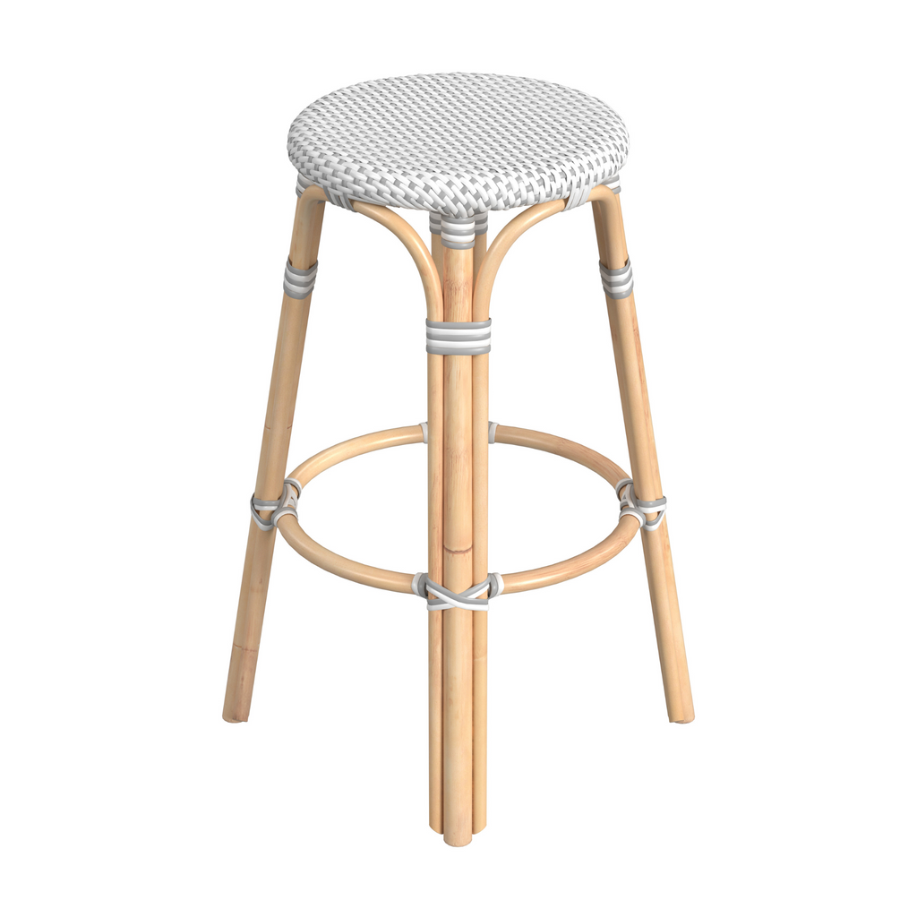 White and Grey Rattan Frame Bar Stool - The Well Appointed House