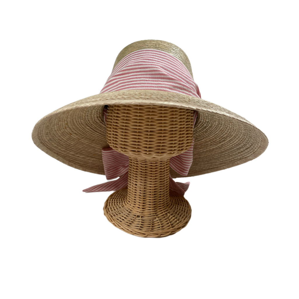 Wildflower Sun Hat - Nantucket Red Seersucker Stripe Ribbon - The Well Appointed House
