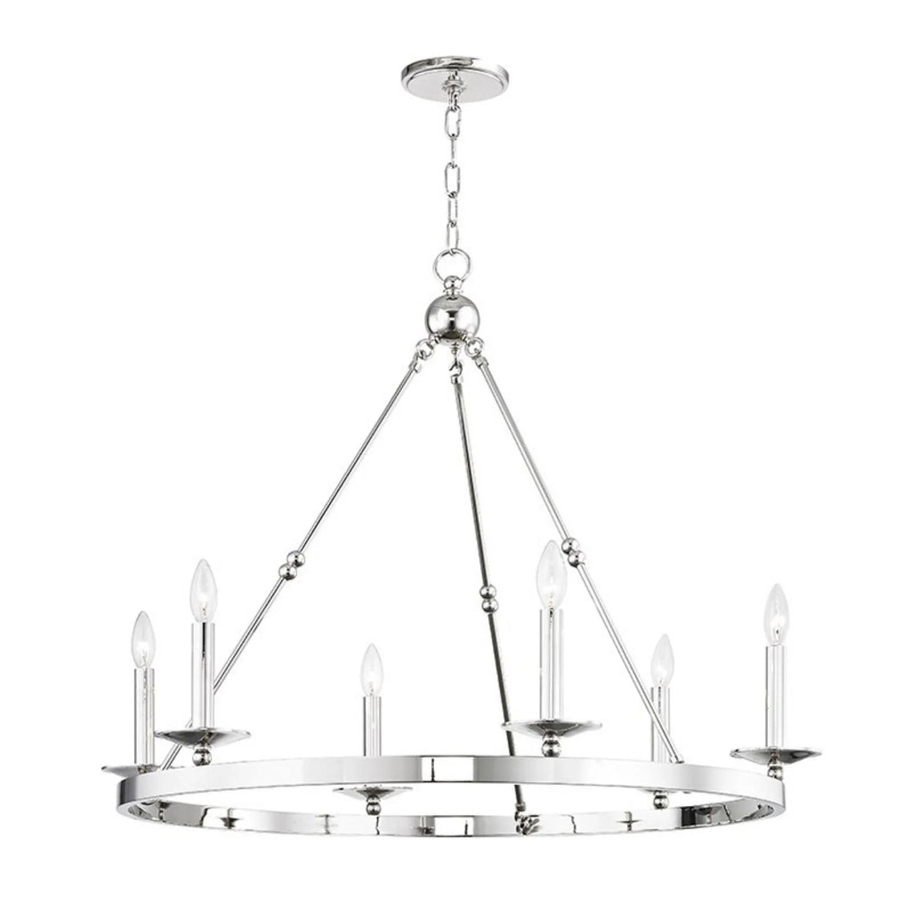 Allendale 6 Light Transitional Chandelier in Polished Nickel - Chandeliers & Pendants - The Well Appointed House