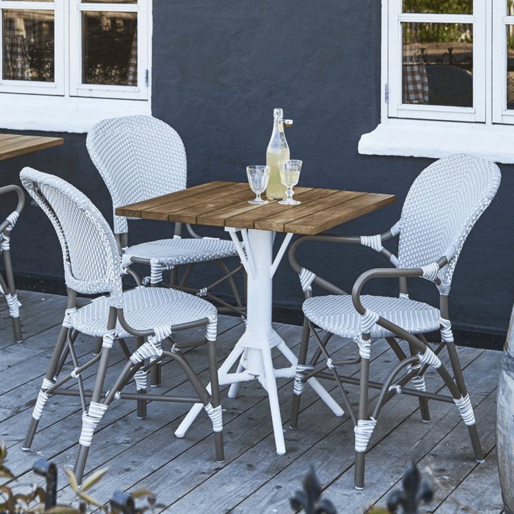 AluRattan™ Bistro Style Arm Chair - Available in Two Colors - Outdoor Dining Tables & Chairs - The Well Appointed House