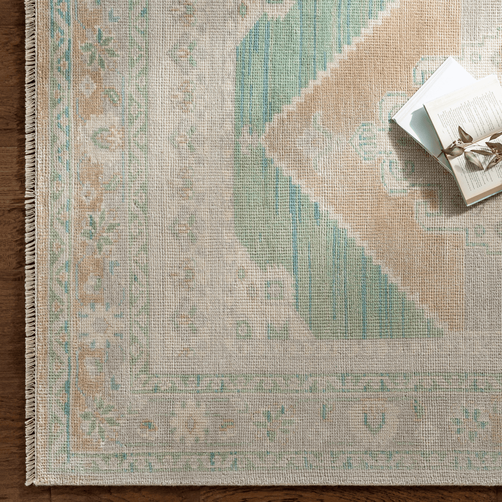 Anadolu Beige & Seafoam Wool Blend Area Rug - Available in a Variety of Sizes - Rugs - The Well Appointed House