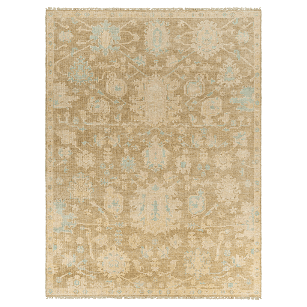 Antalya Beige & Blue Floral Wool Area Rug - Available in a Variety of Sizes - Rugs - The Well Appointed House