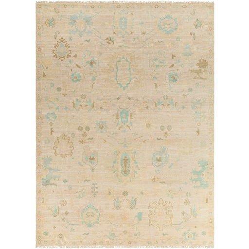 Antalya Beige With Blue Accents Wool Rug, Available in a Variety of Sizes - Rugs - The Well Appointed House